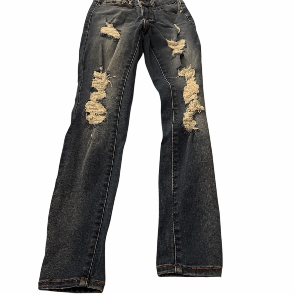 Aeropostale Black Distressed Straight Leg Jeans
